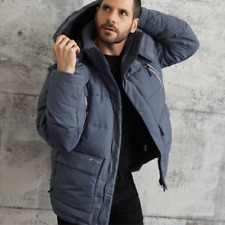 FUERZA Mens Winter Down Wellon Cruelty-Free Hooded Parka Jacket Outerwear Gray