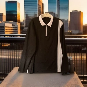 Camiseta Pullover Para Hombre Colorblock Manga Larga Informal Elegante Medio Botón Frontal - Imagen 1 de 4