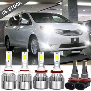 For 2011-2017 Toyota Sienna 6000k LED Headlight + Fog Light 6X Bulbs Combo Kit - Picture 1 of 9