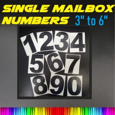 IDECAL SINGLE 3" TO 6" SELF ADHESIVE VINYL MAILBOX NUMBERS, DOOR,LOCKERS ,CARS, BIKES