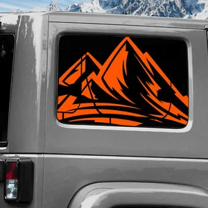 Rear Window Wrap Graphic Decal for Jeep Wrangler 2011-2020 MOUNTAINS ORANGE - Picture 1 of 1