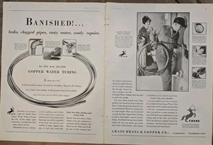 Chase Brass & Copper Co. 1929 tubo de agua baño 2 páginas anuncio vintage - Imagen 1 de 1