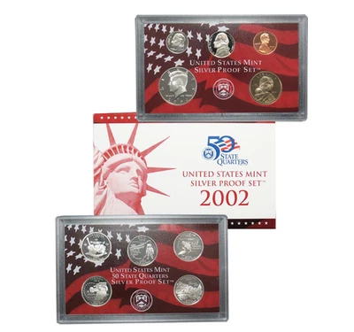 US Mint Coin 2002 50 State Silver Proof Set W Box COA  Uncirculated Estate Lot - Image 1 of 4
