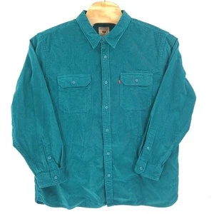 Levis Jackson Worker Shirt Mens Extra Large Blue Aqua Corduory Relaxed Fit - Picture 1 of 11