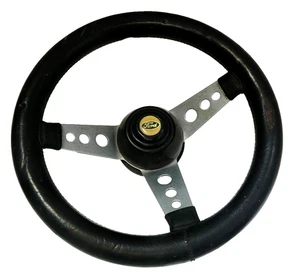 VINTAGE LEATHER 19 B SPORT RACING STEERING WHEEL MOMO PROTOTIPO FORD HORN CAP - Bild 1 von 13