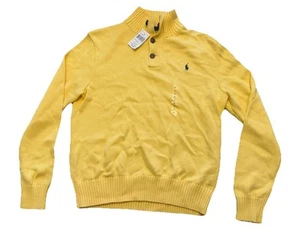 NWT Ralph Lauren Men’s Yellow Cotton 3 Button Pullover Sweater Size M (624) - Picture 1 of 7