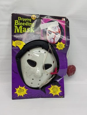 VTG Ski Hockey Mask Bleeding Dripping Blood Heart Pump Halloween Fun World 90s - Image 1 of 4