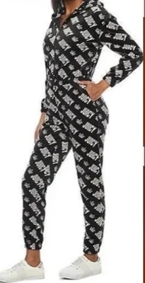 Mono de terciopelo con capucha blanco negro Juicy by Juicy Couture 1 pieza talla XL. Foto 1 de 4