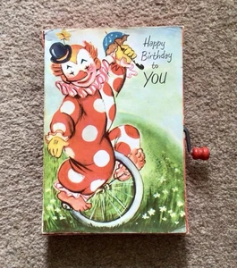 Vintage Kaye Kard Wind-Up Musical Clown Birthday Card. Fully working Order - Picture 1 of 3