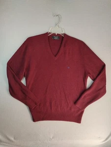 VTG Christian Dior Mens Sweater Large Burgundy Orlon Acrylic V Neck Pullover - Picture 1 of 9