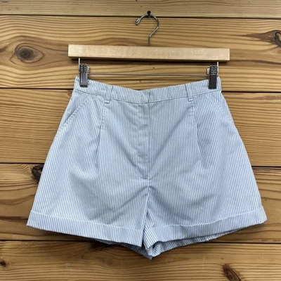 Vtg Tail Shorts Womens 7/8 Tiny XXS Blue White Stripe Tennis Pockets USA B117 - Image 1 of 4