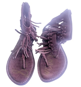 Sam Edelman Griffen braune Gladiator Fransen Leder Sandalen Größe 8 Reißverschluss hinten Damen - Bild 1 von 9