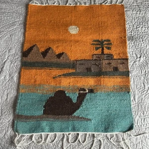 Alfombra Kilim Desierto Egipto Tradicional Artesanal De Colección Colgante de Pared Lana 16 X 21 - Imagen 1 de 7