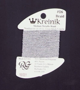 Kreinik Metallic Thread - 11 Yards of #001 Silver M #16 Braid #B283 - Picture 1 of 2
