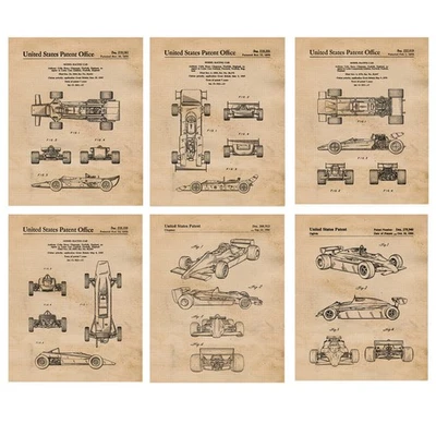 Classic F1 Lotus Motors Patent Prints 6 (8x10) for Home Work Office Car Garage - Image 1 of 4