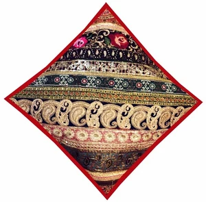 Funda Cojín Bordada 24x24" Decoración Patchwork Vintage Funda Almohada Hecha a Mano - Imagen 1 de 8
