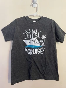 Kids "My first cruise" Tee shirt 5 / 6 gray, ship vacation beach rustic united - Picture 1 of 4