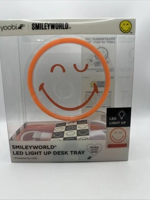 Bandeja de escritorio facial sonriente con luz LED Yoobi SmileyWorld, naranja, alimentada por USB  Foto 1 de 4