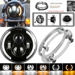 DRL 7" Pulgadas LED Faro Ámbar Señales de Giro Luces con Soporte Anillo - Imagen 1 de 12