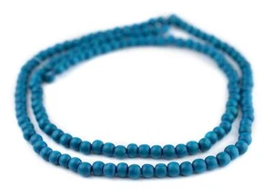 Aqua Blue Round Natural Wood Beads 6mm 16 Inch Strand - Picture 1 of 3