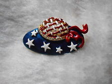 Fantasyard Crystal American Flag Hat Brooch Pin  