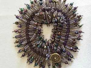 Lavender and Purple Beaded Fringe Bracelet with Swarovski Crystal Cubes - Picture 1 of 3