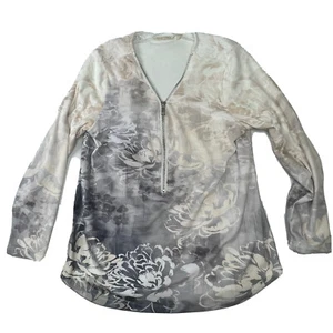 Soft Surroundings Size Medium Velvet Burnout 1/2 Zipup Pullover Sweater y2k - Picture 1 of 12