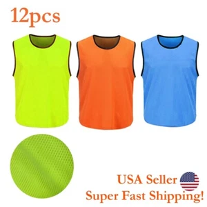 12 Pack Soccer Scrimmage Training Vests Sports team Jersey Youth Adult M-XL - Picture 1 of 10