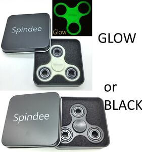 Black/ Glow in Dark Fidget Spinner With Smart Gift Tin Quality Stress Office Toy
