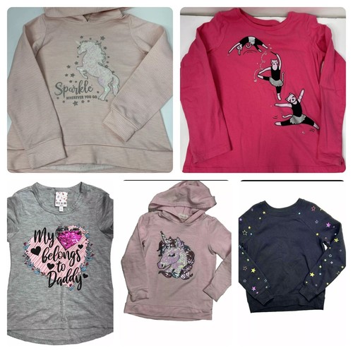 VETEMENTS Lotto felpe bambina tg 6 8 felpa con cappuccio maniche lunghe paillettes corte glitter unicorno