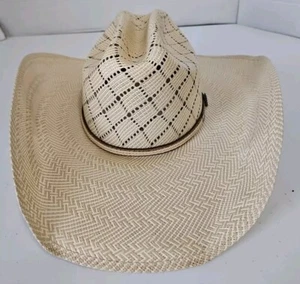 Justin Ivory Hutson Bent Rail Straw Cowboy Hat sz 6 7/8 - Picture 1 of 6