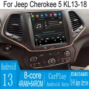 10.4" Android Navigation Car Gps Stereo Tesla Style For Jeep Cherokee 5 Kl 13~18 - Picture 1 of 10