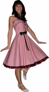 Petticoatkleid 50er Jahre Rockabilly Streifen rot weiß schwarz - Bild 1 von 5