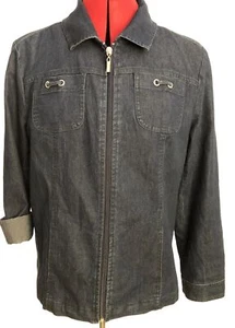 Studio Works Women Petite Dark Blue Denim Zip Jacket Size PM NWT Retails $58-393 - Picture 1 of 8