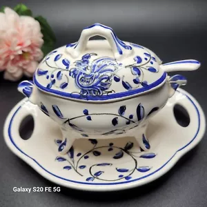 Vintage Mustard Table Condiment Dish Hand Painted ANFORA AGUEDA Portuguese 148 - Picture 1 of 22