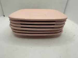 6 Vintage Light PINK Melamine Square Saucer Plate 6” Brookpark Modern Design - Picture 1 of 4