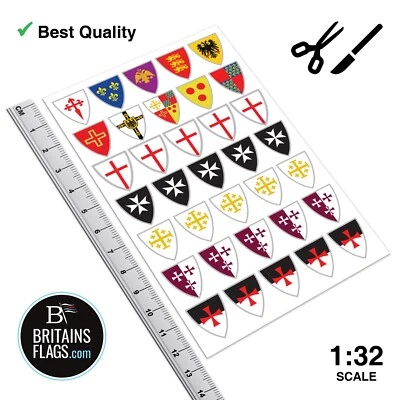 Britains Deetail Repro: Medieval Knight CRUSADE Shield Stickers x35 (1:32 Scale) - Image 1 of 2
