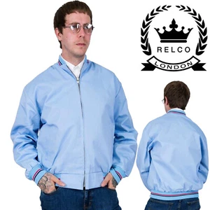 Chaqueta de Mono Azul Cielo Relco Para Hombres Mod Golf Informal Chaqueta de Bombardero - Imagen 1 de 3