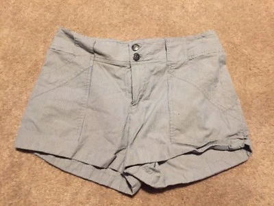 Pantalones cortos de tiro alto Seersucker a rayas azul tostado fósil para mujer talla 8 Foto 1 de 4