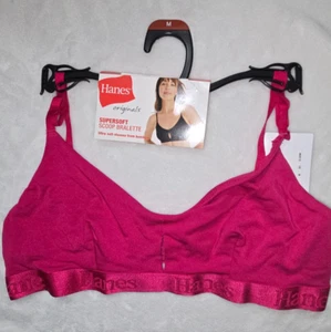 Hanes Originals Women's SuperSoft Scoop Cut-Out Crop Bralette Size M - Picture 1 of 3