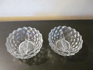 2 FOSTORIA AMERICAN GLASS 5 1/4" PARTY SERVERS 2 PART DIVIDED BOWLS 1915 TO 1982 - Picture 1 of 5