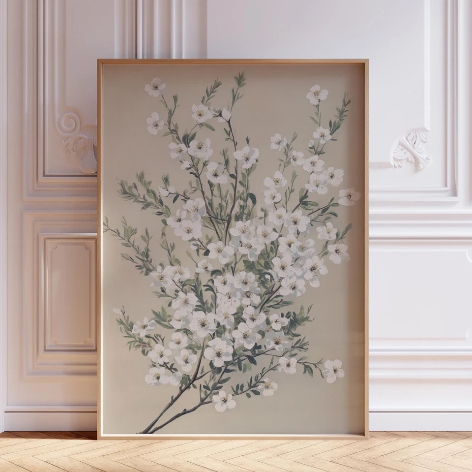 Impresión de arte de pared botánico floral neutro vintage Foto 1 de 4