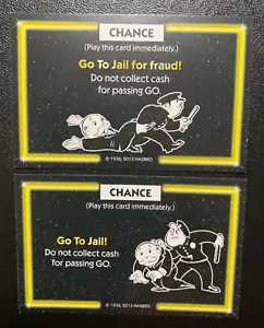 Monopoly EMPIRE Go To Jail Cards Lot of 2 CHANCE CARDS 2015 - Picture 1 of 4