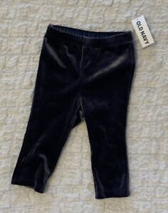 OLD NAVY GIRLS SIZE 3 6 MONTHS CHARCOAL GRAY VELOUR BOW BACK LEGGINGS NWT