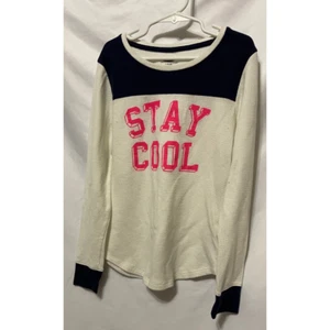 Old Navy Girls Thermal T-Shirt White Navy Colorblock Stay Cool Scoop L 10-12 - Bild 1 von 6