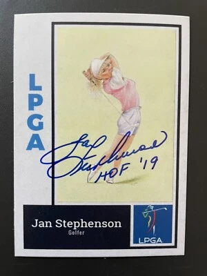 JAN STEPHENSON autograph LPGA Hall of Fame GOLF custom signed card HOF - Image 1 of 2