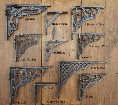  Antique Style Cast Iron Wall-Shelf Brackets Choice Of Design & Size x 1 Bracket - Image 1 of 4
