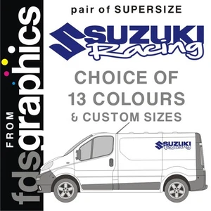 Pair of SUPERSIZE (1m) Suzuki Racing van stickers/decal - Picture 1 of 1