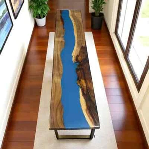 Handmade Blue Epoxy Table, Resin Dining Table, Countertop Hallway Furniture Top - Picture 1 of 10