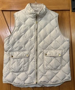 WOOLRICH Women’s Size XXL Ivory White Quilted Puffer Vest Duck Down Gold Accents - Picture 1 of 11